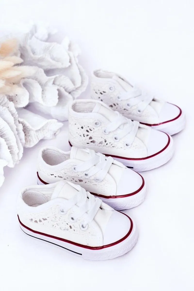 Clearance Boto Dziecięce Trampki Z Koronką Białe Roly-Poly