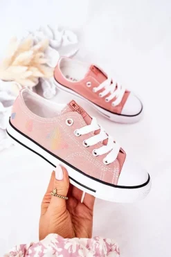 Outlet Evento Dziecięce Trampki Z Motylkami Różowe Fairytales