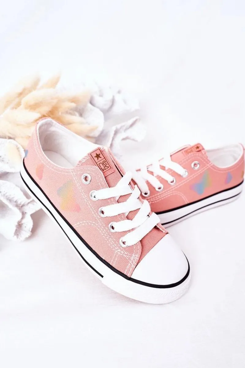 Outlet Evento Dziecięce Trampki Z Motylkami Różowe Fairytales