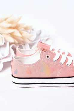 Outlet Evento Dziecięce Trampki Z Motylkami Różowe Fairytales