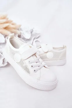 Clearance Dziecięce Trampki Z Siateczką BIG STAR HH374014 Białe Dzieci Dziewczęce