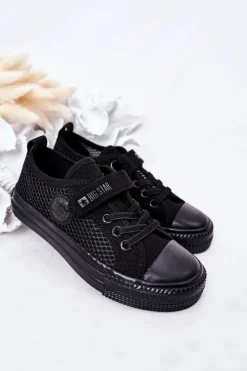 Clearance Big Star Shoes Dziecięce Trampki Z Siateczką BIG STAR HH374015 Czarne