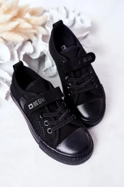 Clearance Big Star Shoes Dziecięce Trampki Z Siateczką BIG STAR HH374015 Czarne