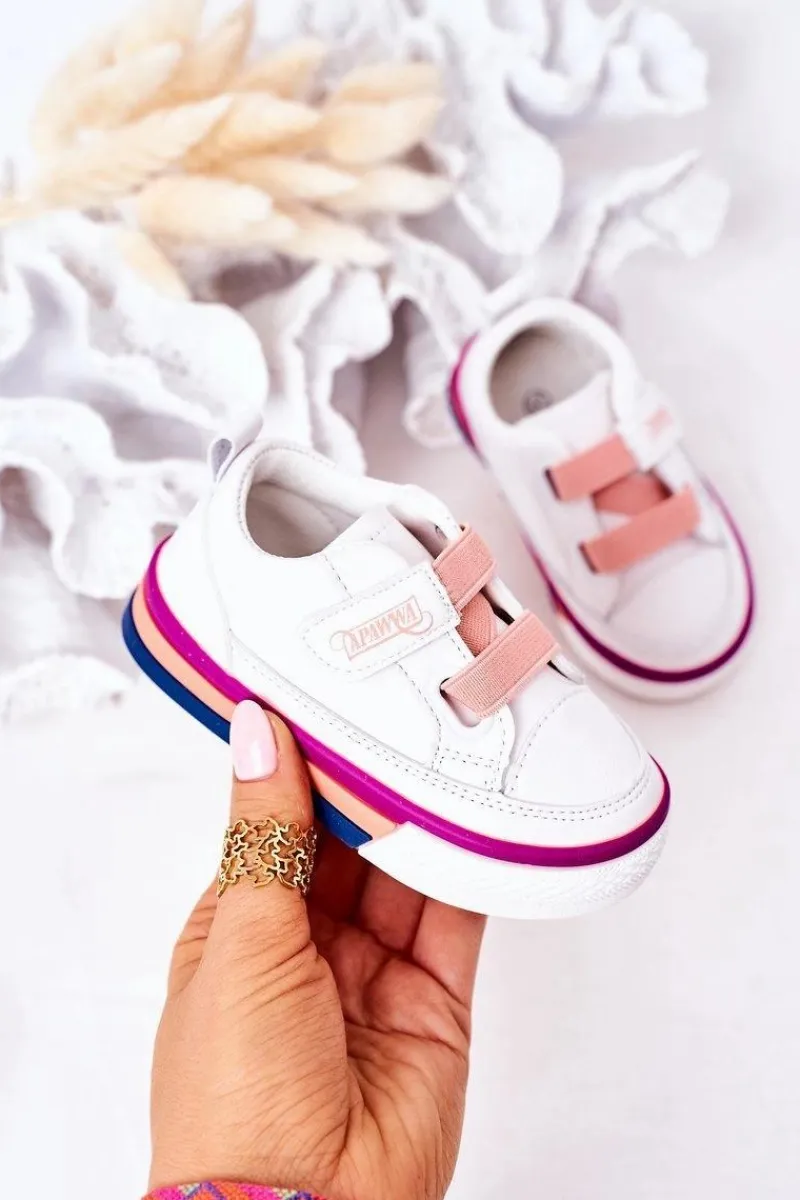 Clearance Boto Dziecięce Trampki Ze Ściągaczem Biało Różowe Baxter