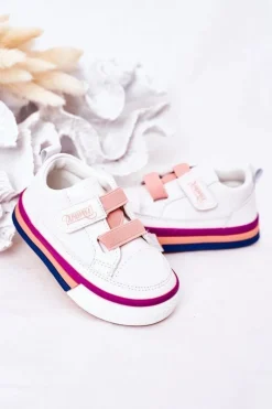 Clearance Boto Dziecięce Trampki Ze Ściągaczem Biało Różowe Baxter