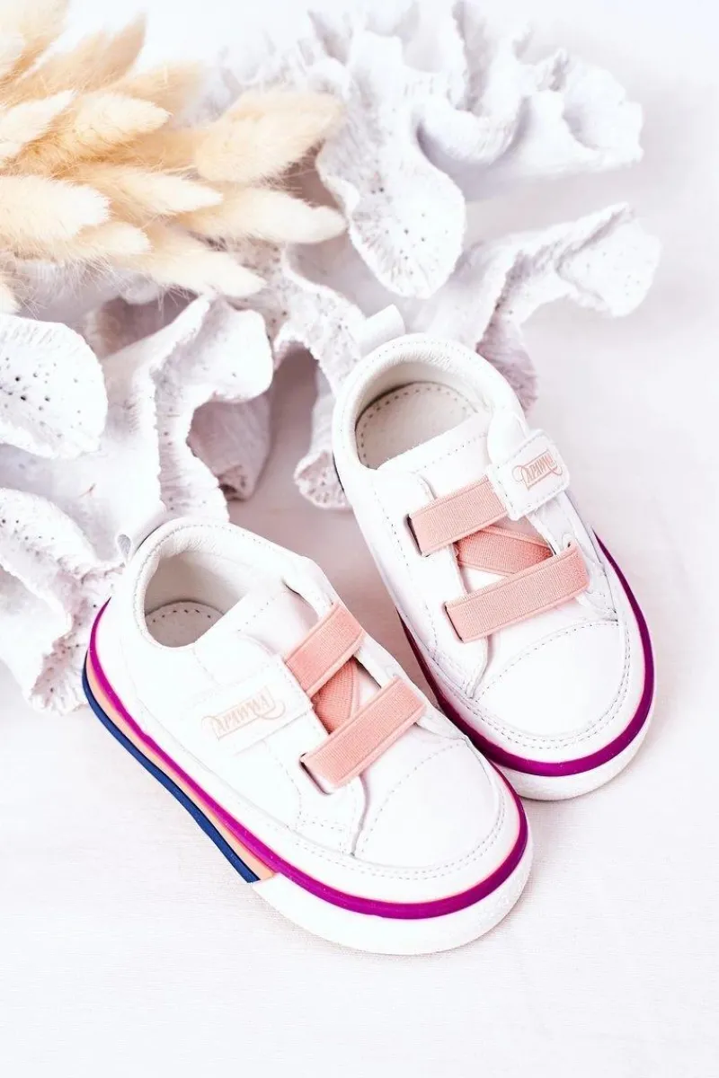 Clearance Boto Dziecięce Trampki Ze Ściągaczem Biało Różowe Baxter