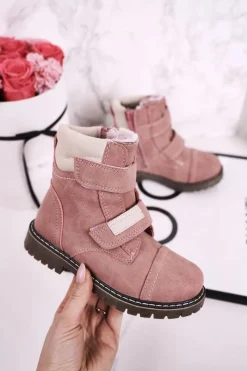 Best Dziecięce Traperki Botki Ocieplane Futerkiem Różowe Emma Dzieci Dziewczęce