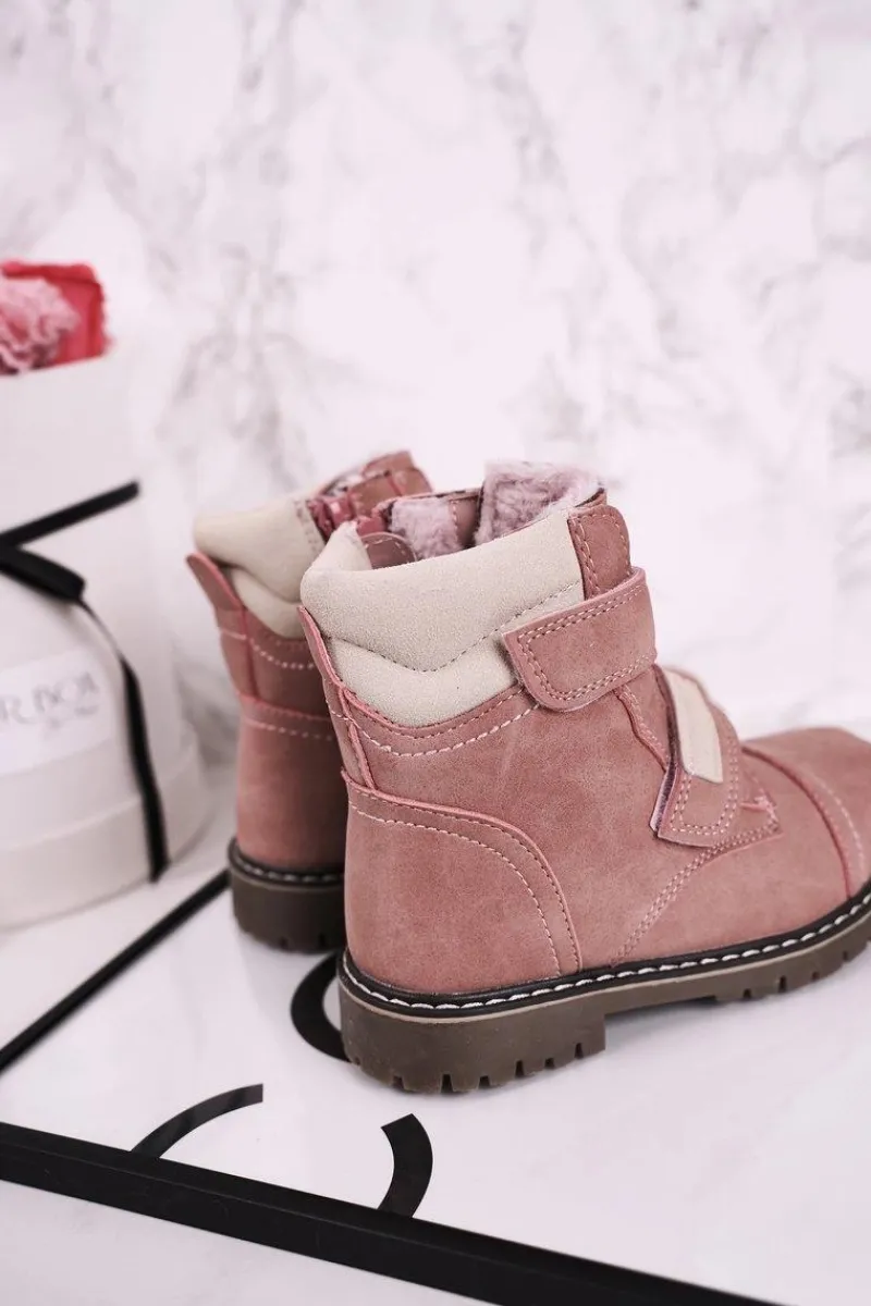 Best Dziecięce Traperki Botki Ocieplane Futerkiem Różowe Emma Dzieci Dziewczęce