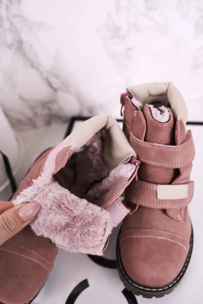 Best Dziecięce Traperki Botki Ocieplane Futerkiem Różowe Emma Dzieci Dziewczęce