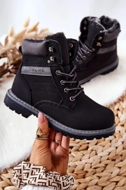 Chłopięce>Boto Dziecięce Traperki Ocieplane Czarne Graves