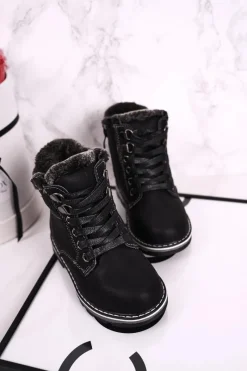 Chłopięce|Dziewczęce></noscript>Boto Dziecięce Traperki Ocieplone Futerkiem Czarne Luke