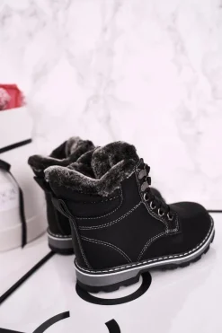 Chłopięce|Dziewczęce></noscript>Boto Dziecięce Traperki Ocieplone Futerkiem Czarne Luke