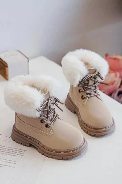 Chłopięce|Dziewczęce>Boto Dziecięce Trapery Botki Na Suwak z Futerkiem Beżowe Gerande Beżowy