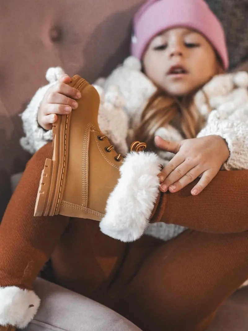 Online Boto Dziecięce Trapery Botki Na Suwak z Futerkiem Camel Gerande Brązowy