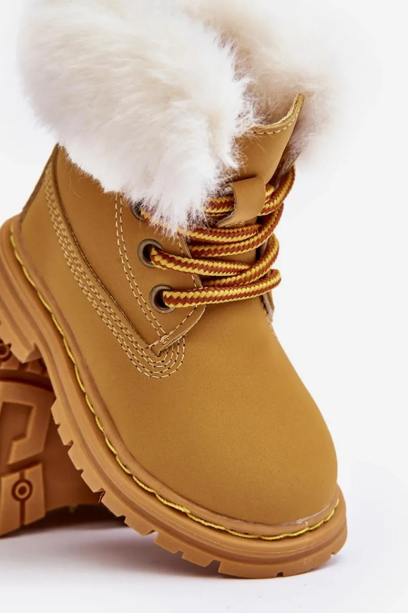 Online Boto Dziecięce Trapery Botki Na Suwak z Futerkiem Camel Gerande Brązowy