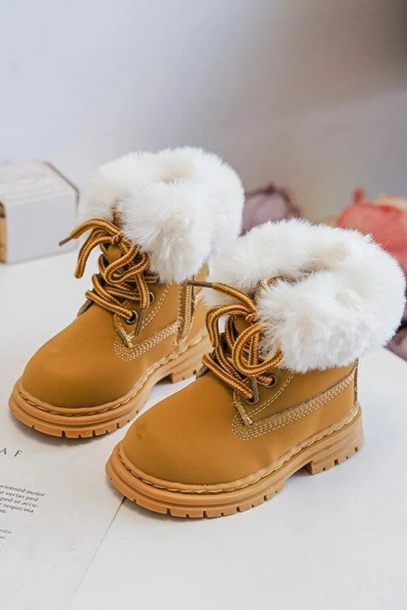 Online Boto Dziecięce Trapery Botki Na Suwak z Futerkiem Camel Gerande Brązowy