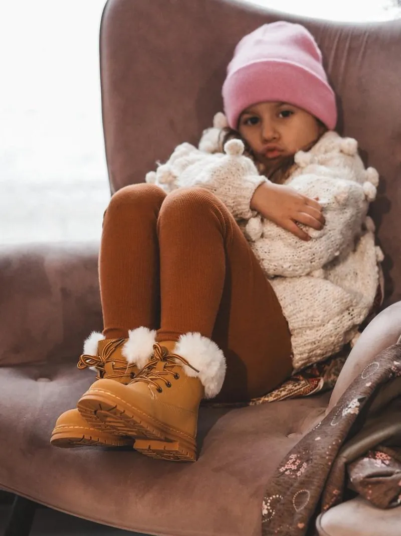 Online Boto Dziecięce Trapery Botki Na Suwak z Futerkiem Camel Gerande Brązowy