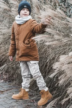 Outlet Boto Dziecięce Trapery Botki Na Suwak z Kożuszkiem Camel Marialee Brązowy