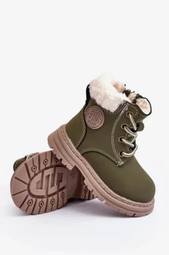 Hot Dziecięce Trapery Botki Na Suwak z Kożuszkiem Zilelone Marialee Dzieci Chłopięce|Dziewczęce