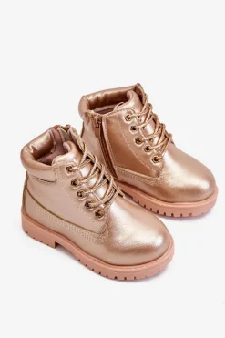 Best Dziecięce Trapery Botki Ocieplane Różowe Złoto Dexter Dzieci Dziewczęce