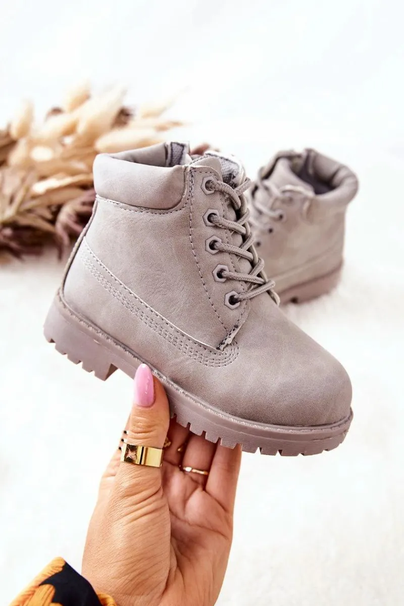 New Boto Dziecięce Trapery Botki z Suwakiem Szare Dexter