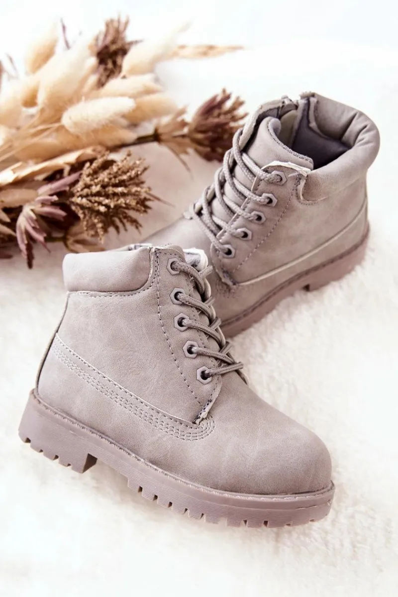 New Boto Dziecięce Trapery Botki z Suwakiem Szare Dexter