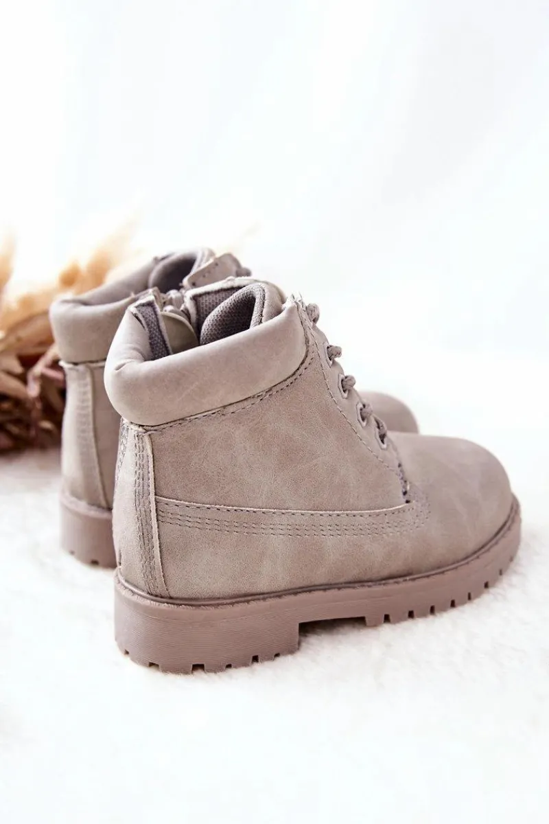 New Boto Dziecięce Trapery Botki z Suwakiem Szare Dexter