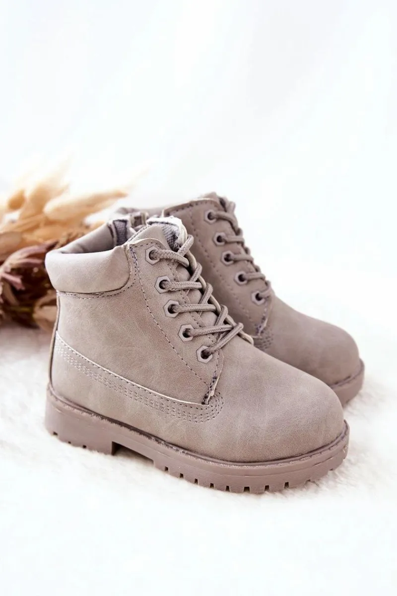 New Boto Dziecięce Trapery Botki z Suwakiem Szare Dexter