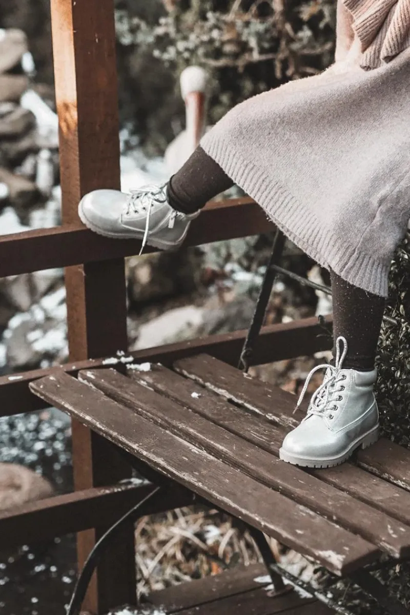 New Boto Dziecięce Trapery Botki z Suwakiem Srebrne Dexter Srebrny