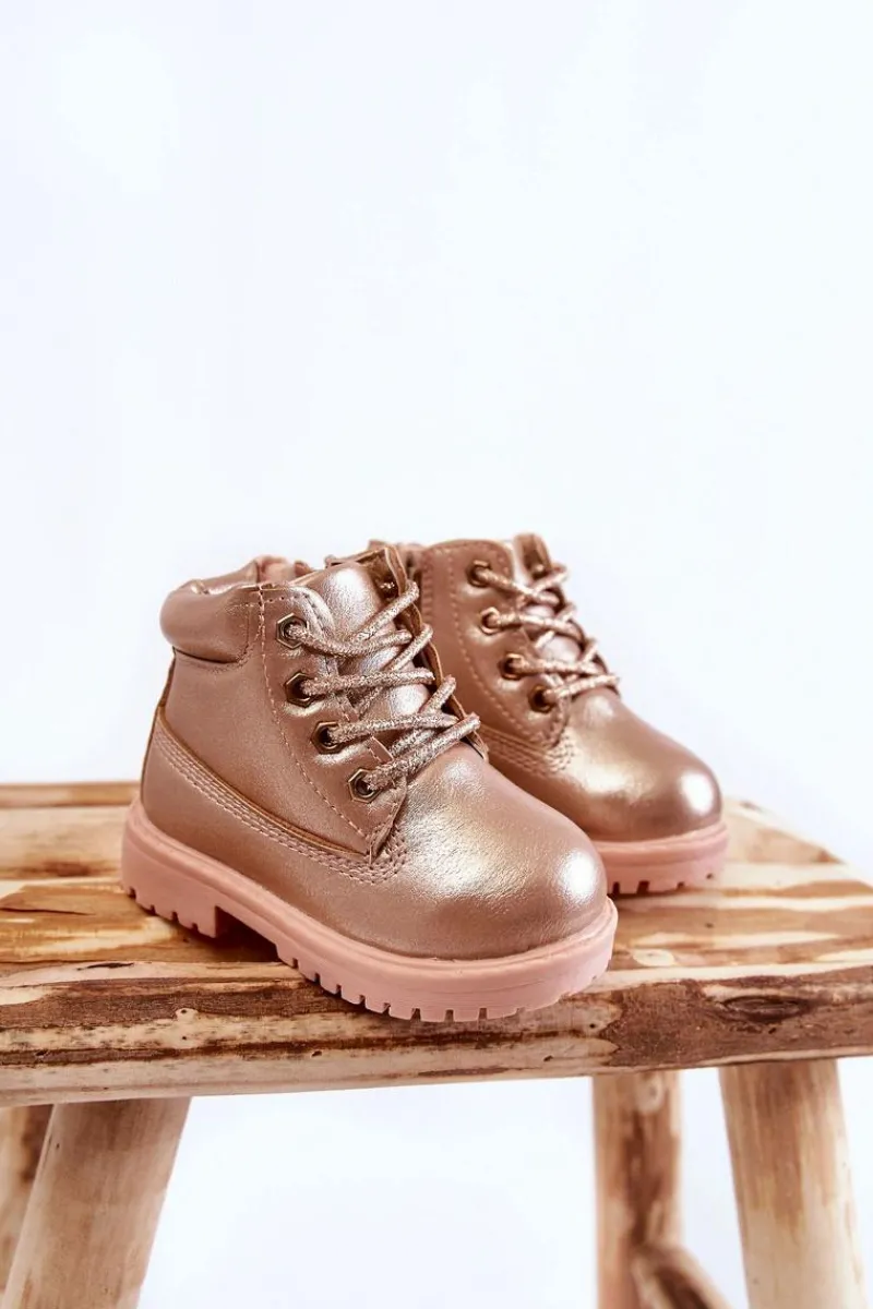 New Boto Dziecięce Trapery Botki Złoty Róż Dexter