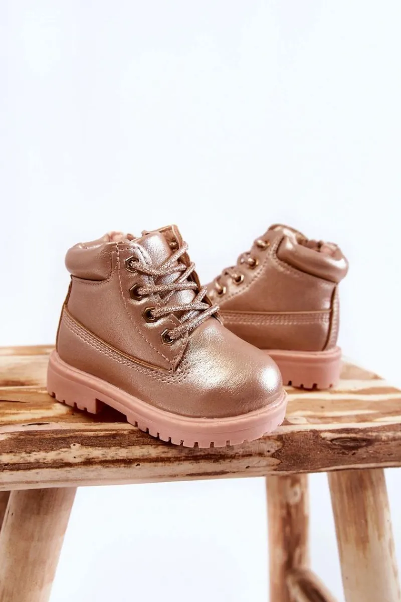 New Boto Dziecięce Trapery Botki Złoty Róż Dexter