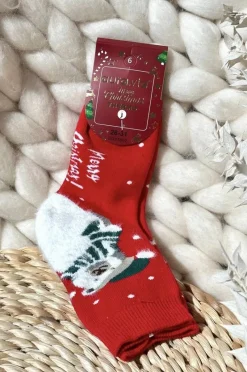 Skarpetki|Skarpetki>Aura.via Dziecięce Świąteczne Bawełniane Skarpety Czerwone