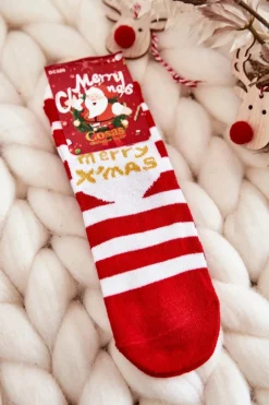 Skarpetki|Skarpetki>COSAS Dziecięce Świąteczne Skarpety W Paski Biało-Czerwone