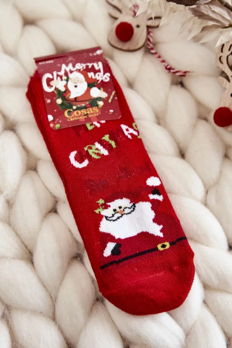 Skarpetki|Skarpetki>COSAS Dziecięce Świąteczne Skarpety Mikołaj Czerwono-Zielone