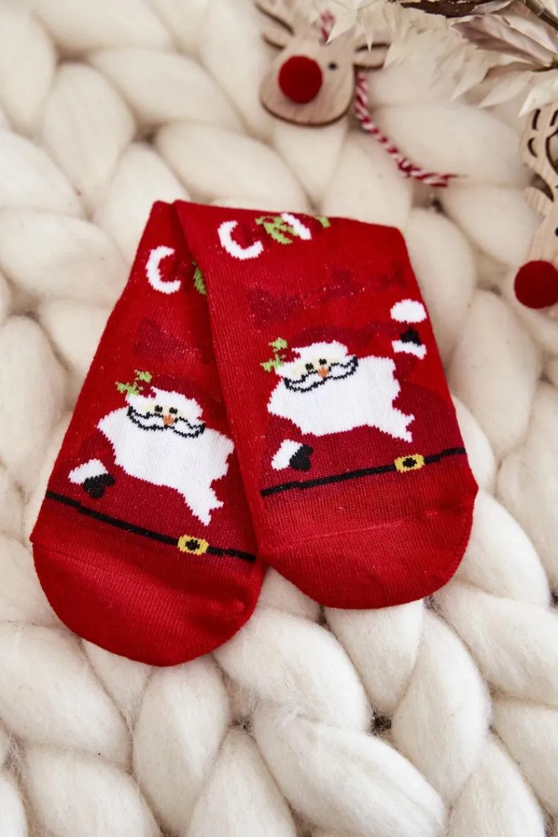 Skarpetki|Skarpetki>COSAS Dziecięce Świąteczne Skarpety Mikołaj Czerwono-Zielone