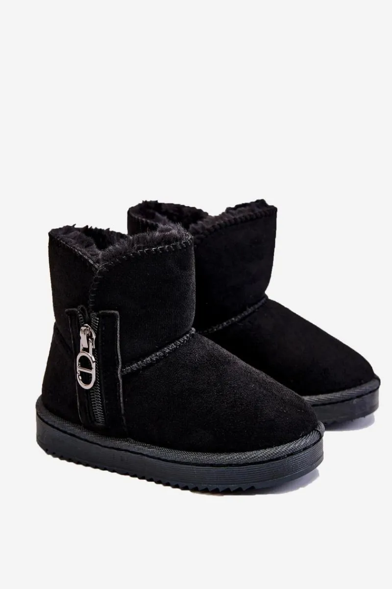 Chłopięce|Dziewczęce>Boto Dziecięce Wsuwane Ocieplane Botki Śniegowce Czarne Catellie