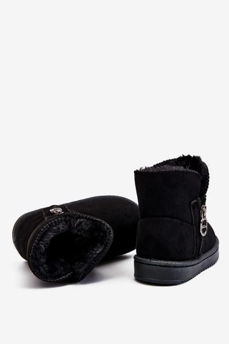 Chłopięce|Dziewczęce>Boto Dziecięce Wsuwane Ocieplane Botki Śniegowce Czarne Catellie