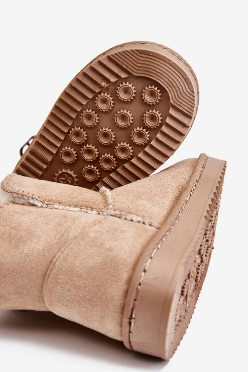 Chłopięce|Dziewczęce>Boto Dziecięce Wsuwane Ocieplane Botki Śniegowce Beżowe Catellie Beżowy