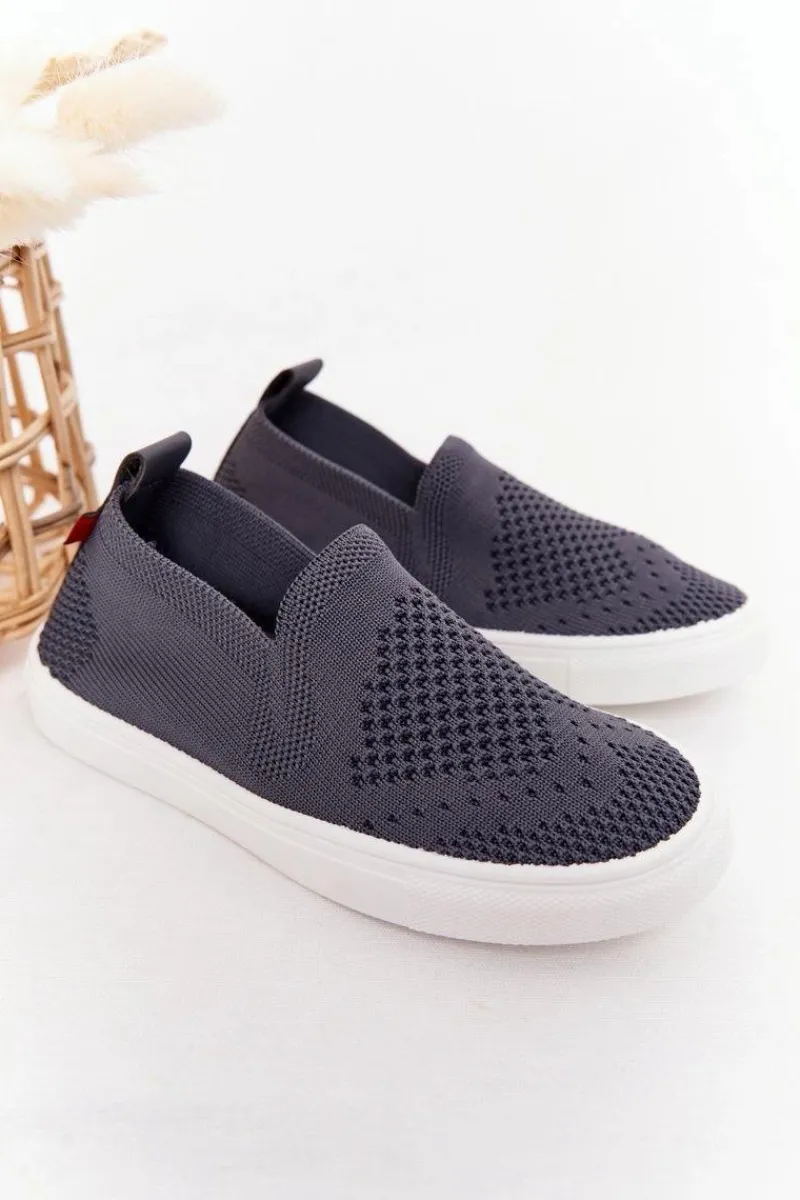 Hot Dziecięce Wsuwane Tenisówki Slip-On Big Star HH374104 Szare Dzieci Chłopięce|Dziewczęce