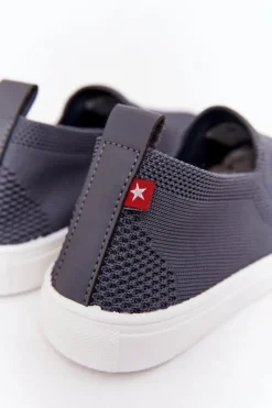 Hot Dziecięce Wsuwane Tenisówki Slip-On Big Star HH374104 Szare Dzieci Chłopięce|Dziewczęce