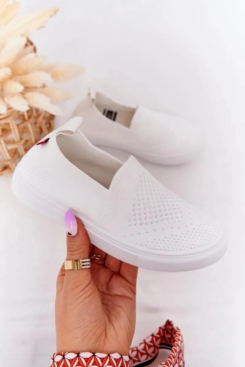 Clearance Big Star Shoes Dziecięce Wsuwane Tenisówki Slip-On Big Star HH374105 Białe