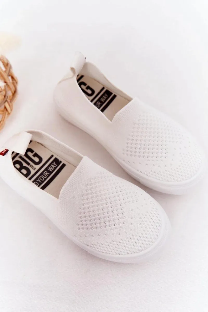 Clearance Big Star Shoes Dziecięce Wsuwane Tenisówki Slip-On Big Star HH374105 Białe