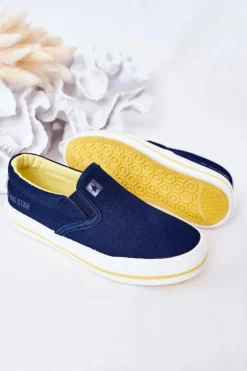 Chłopięce|Chłopięce>Big Star Shoes Dziecięce Wsuwane Tenisówki Slip-On Big Star HH374011 Granatowe