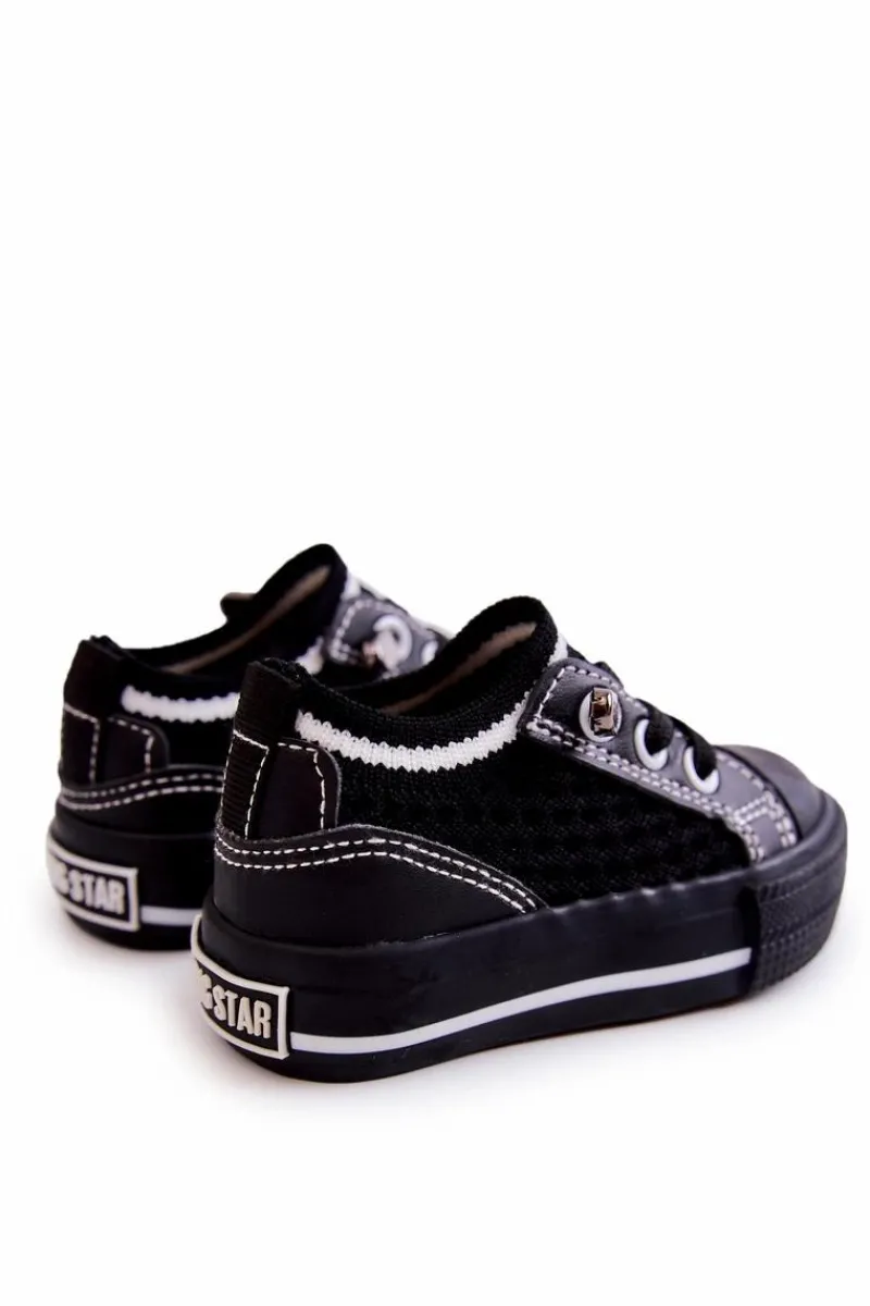Outlet Dziecięce Wsuwane Trampki Big Star JJ374396 Czarne Dzieci Chłopięce|Dziewczęce
