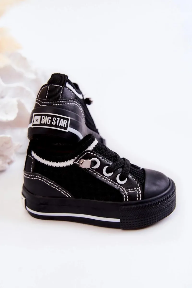 Outlet Dziecięce Wsuwane Trampki Big Star JJ374396 Czarne Dzieci Chłopięce|Dziewczęce