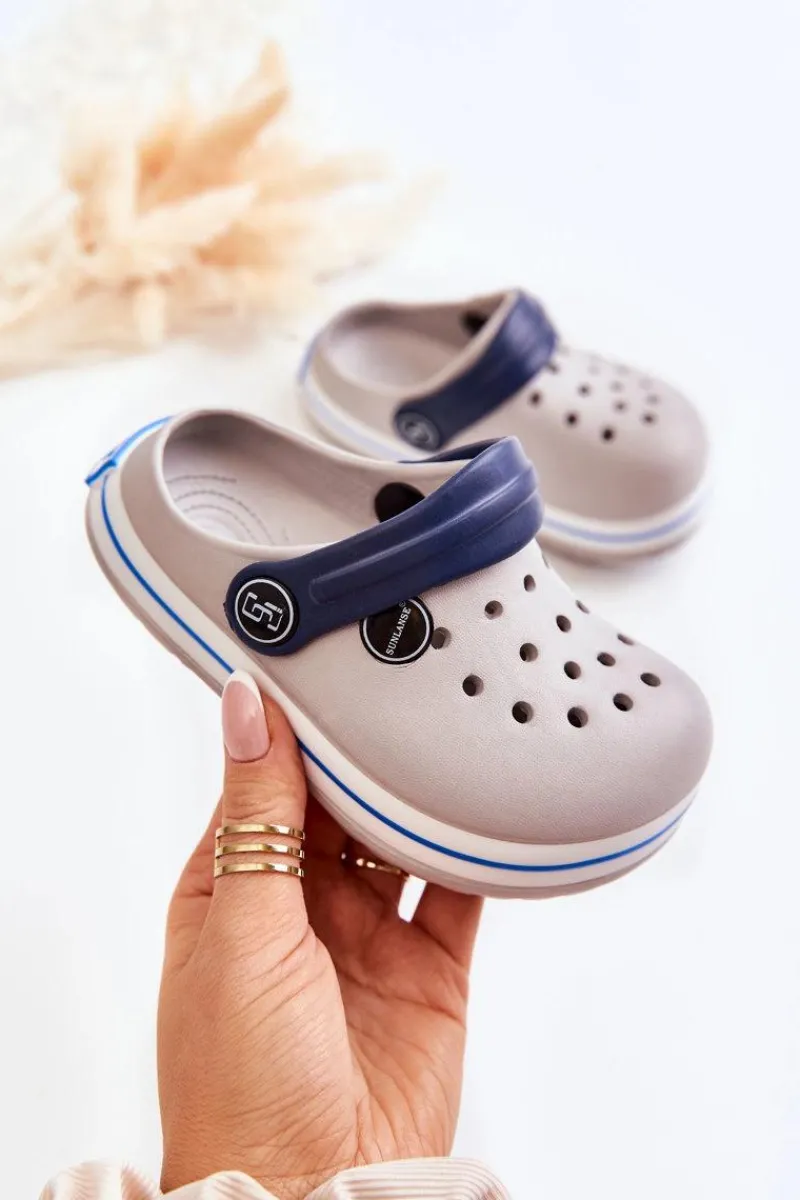 Chłopięce|Dziewczęce>Boto Dziecięce Wygodne Klapki Kroksy Szare Colly