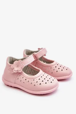 Balerinki Dziecięce>Boto Dziecięce Wysokie Ażurowe Balerinki Na Rzepy Różowe Jianna