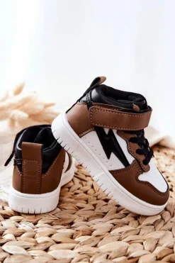 Clearance Boto Dziecięce Wysokie Buty Sportowe Biało-Brązowe Bartnie