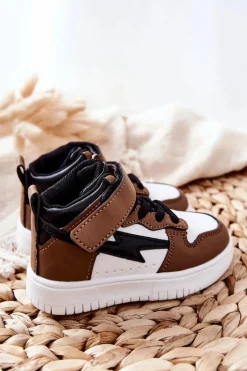 Clearance Boto Dziecięce Wysokie Buty Sportowe Biało-Brązowe Bartnie