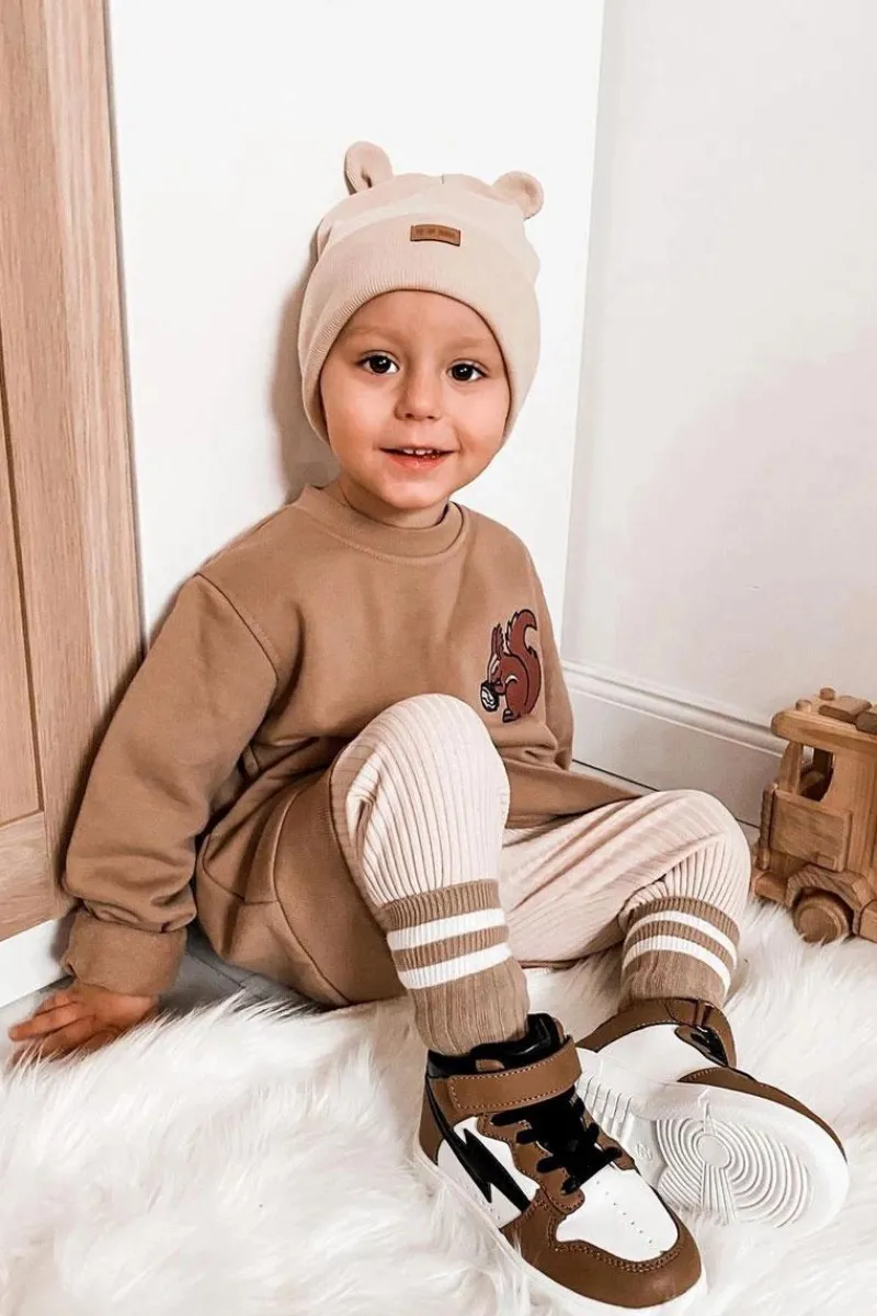 Clearance Boto Dziecięce Wysokie Buty Sportowe Biało-Brązowe Bartnie